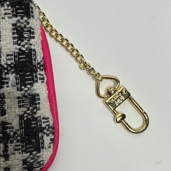 Betsey Johnson Black and White Plaid Clutch with Pink Accents - Picture 6 of 10
